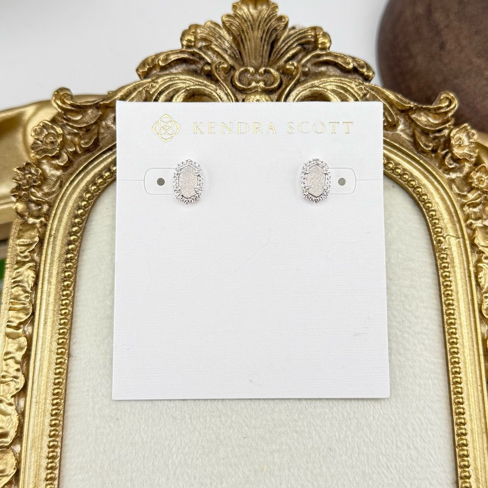 ✨ Kendra Scott Emilie Stud Earrings in Platinum Drusy - Picture 3 of 7
